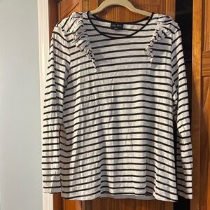City Chic Monochrome Striped Long Sleeve Top